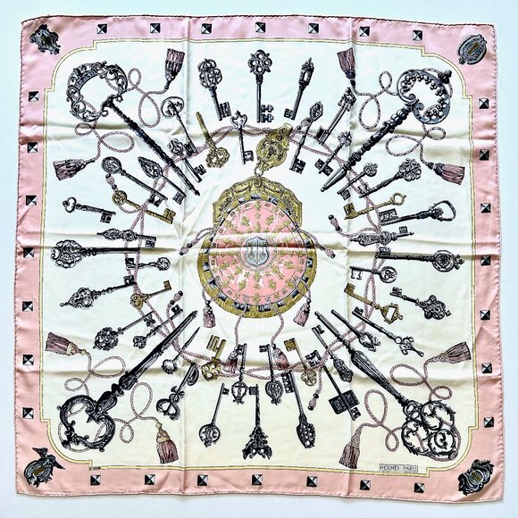 Hermes 90cm Les Cles 100% Silk Scarf Never Worn - Picture 1 of 9